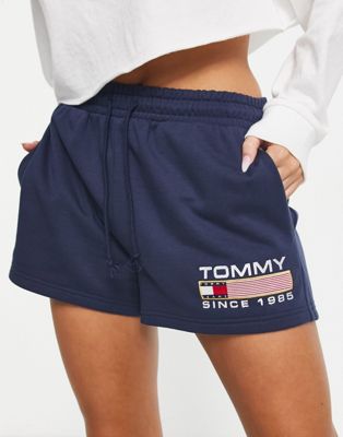 Tommy Jeans solid athletic terry shorts in navy - ASOS Price Checker