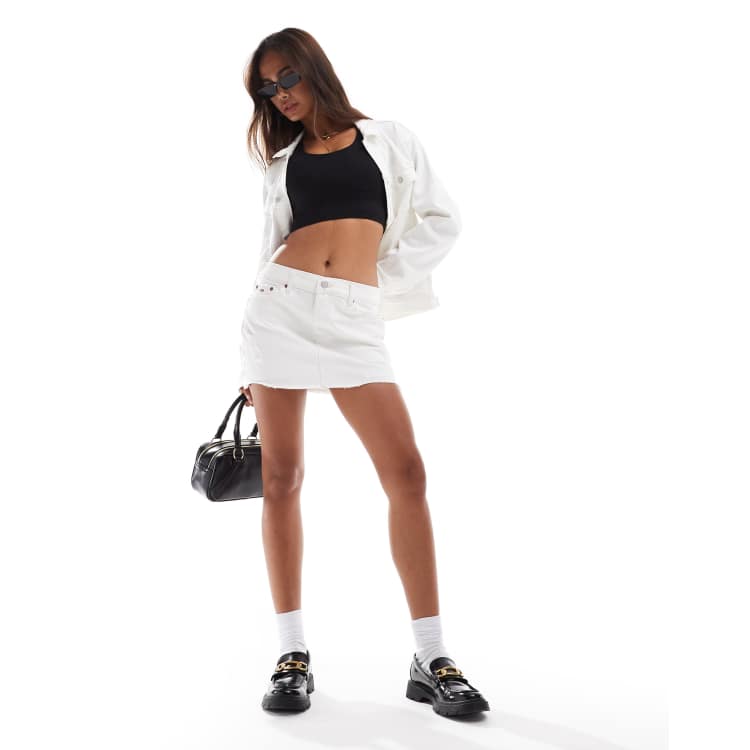Tommy Jeans Sophie co ord low waist micro mini skirt in white wash ASOS
