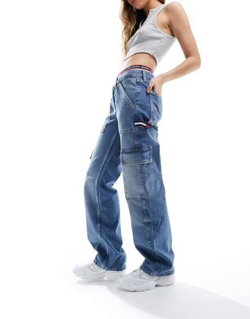 Tommy Jeans Sophie Gerade geschnittene Carpenter Jeans in heller Waschung mit niedrigem Bund