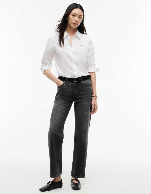 Tommy Jeans Sophie low rise straight black jeans in ash black, 2 of 7