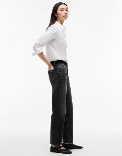 Tommy Jeans Sophie low rise straight black jeans in ash black, 3 of 7