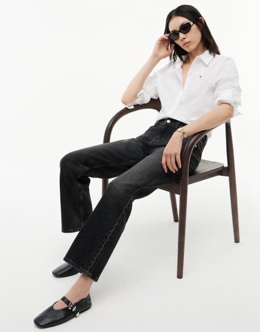 Tommy Jeans Sophie low rise straight black jeans in ash black, 4 of 7