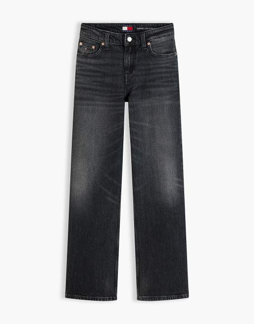 Tommy Jeans Sophie low rise straight black jeans in ash black, 7 of 7
