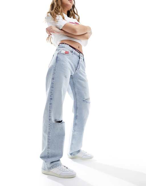 Tommy Jeans - Sophie - Rechte jeans met lage taille in lichte wassing