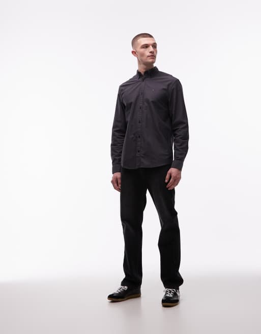 Tommy Jeans - Sort Oxford-skjorte med lange ærmer i regular fit, 2 af 5