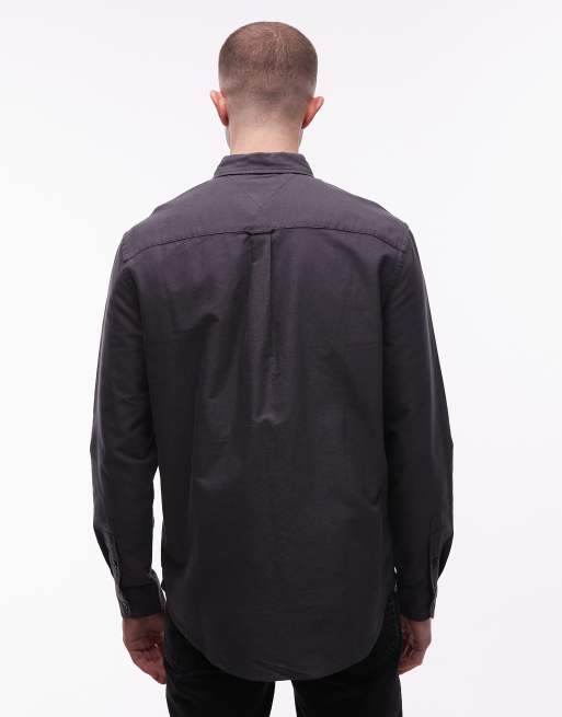 Tommy Jeans - Sort Oxford-skjorte med lange ærmer i regular fit, 3 af 5