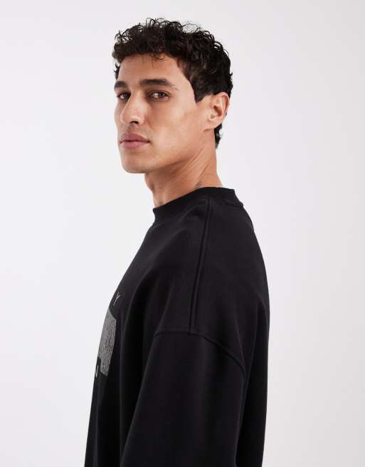 Tommy Jeans - Sort sweatshirt i 90'er-stil med slidt design og stort flaglogo, 5 af 5