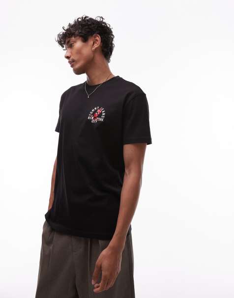 Tommy Jeans - Sort T-shirt med grafik på venstre side af brystet - view 1