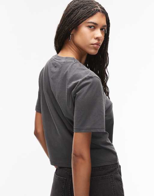 Tommy Jeans - Sort T-shirt med logo med leopardprint i firkantet pasform, 4 af 4