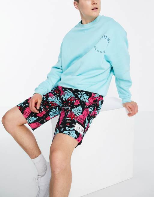 Tommy Jeans - Sorte basketballshorts med miami-print