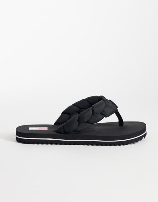 Tommy Jeans - Sorte chunky klipklappere med fletdetalje, 2 af 4
