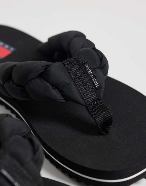 Tommy Jeans - Sorte chunky klipklappere med fletdetalje, 3 af 4