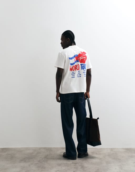 Tommy Jeans souvenir logo relaxed fit T-shirt in off white, 3 of 5