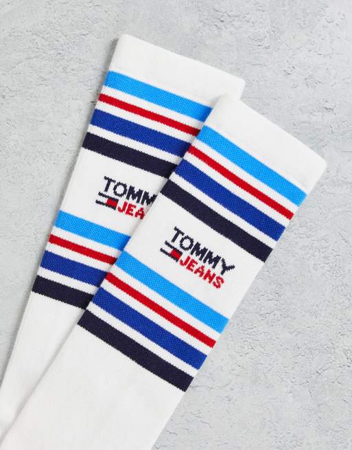 Tommy Jeans sport cotton blend socks with logo in white with stripe - WHITE, 2 of 4
