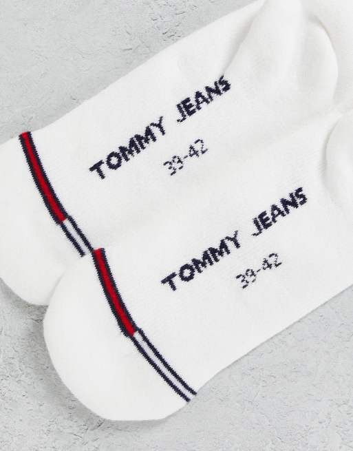 Tommy Jeans sport cotton blend socks with logo in white with stripe - WHITE, 4 of 4
