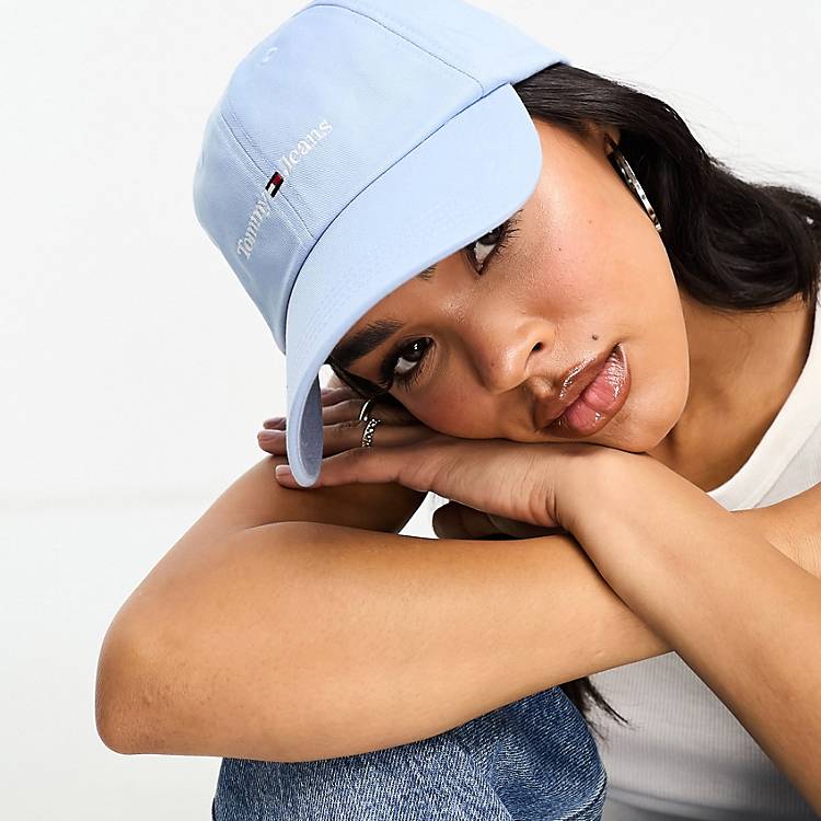 Tommy Jeans sport flag logo cap in chambray blue | ASOS