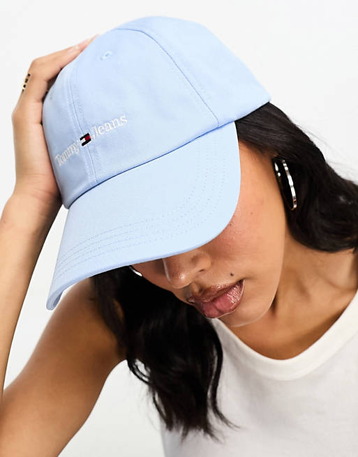 Tommy Jeans sport flag logo cap in chambray blue | ASOS