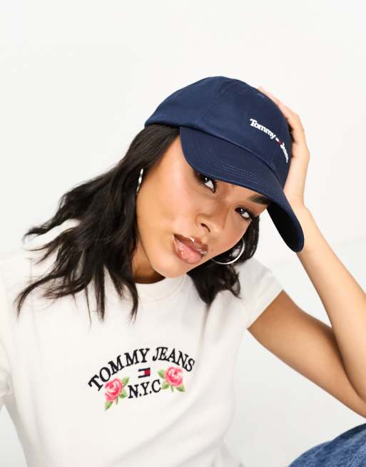 Tommy Jeans sport flag logo cap in navy | ASOS