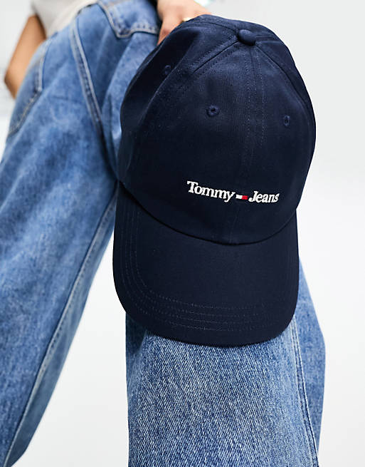 Tommy Jeans sport flag logo cap in navy | ASOS