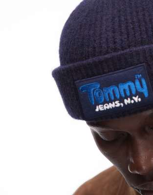 Tommy Jeans Sport Logo Beanie In Blue