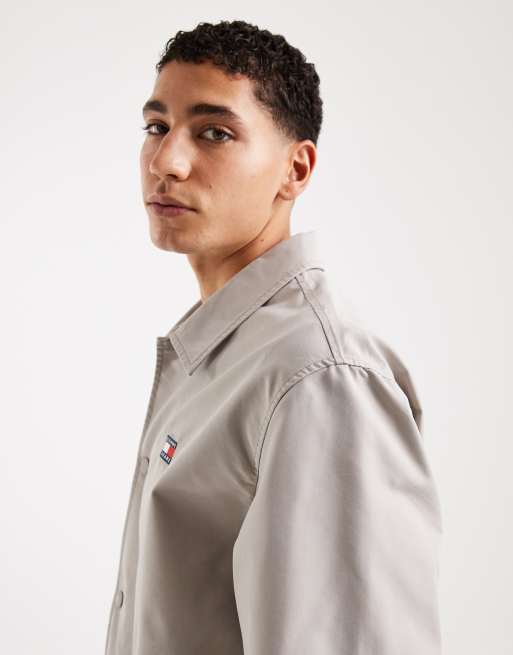 Tommy Jeans sport overshirt in stone, 4 of 5