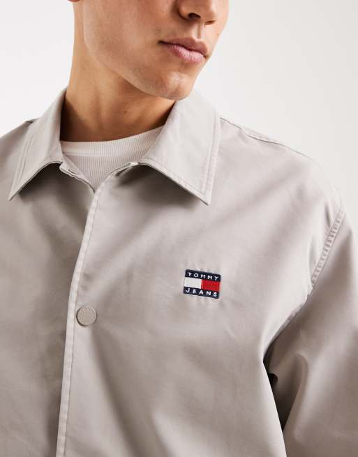 Tommy Jeans sporty overshirt in stone, 5 of 5