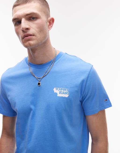 Tommy Jeans stack logo t-shirt in bright blue, 4 of 5
