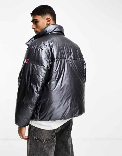 Tommy Jeans – Stalowoszara metaliczna puchowa kurtka unisex, 4 z 4