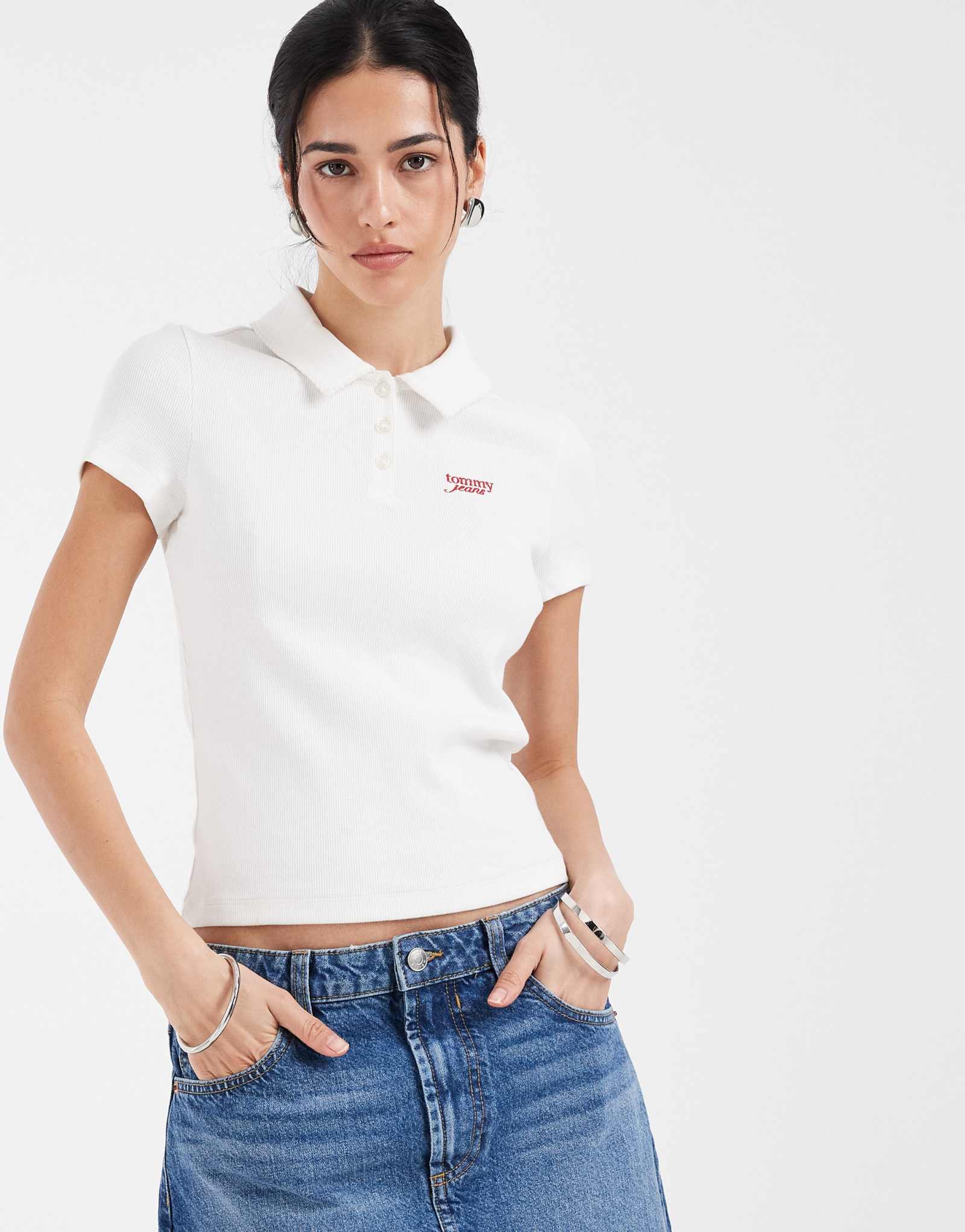 Женское поло Tommy Jeans с логотипом в виде звезды, экрю