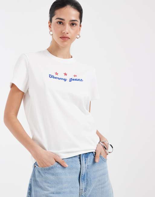 Tommy Jeans star novelty logo t-shirt in white, 5 of 6