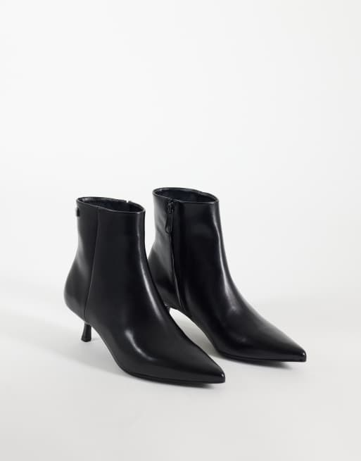 Tommy Jeans stivali in pelle con tacco e punta affusolata neri, 3 di 4