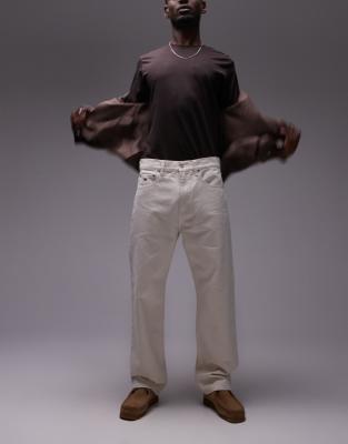 straight jeans in ecru-White
