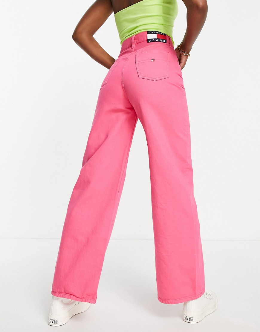 tommy jeans straight leg jeans in pink