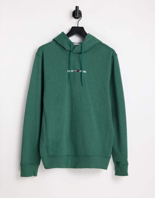 Tommy Jeans straight logo hoodie in green | ASOS