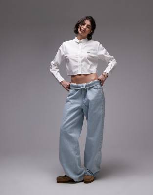 Tommy Jeans Stripe Cropped Poplin Shirt In White