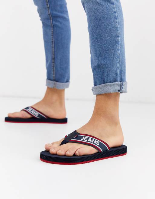 Tommy Jeans stripe flip flops | ASOS