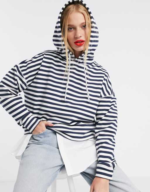 Tommy Jeans striped hooded sweatshirt in blue multi