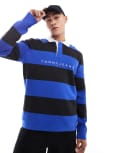 [Tommy Jeans] Tommy Jeans striped rugby jumper in blue and black XL Bright blue