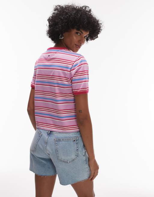 Tommy Jeans stripey oversized t-shirt in pink, 2 of 4