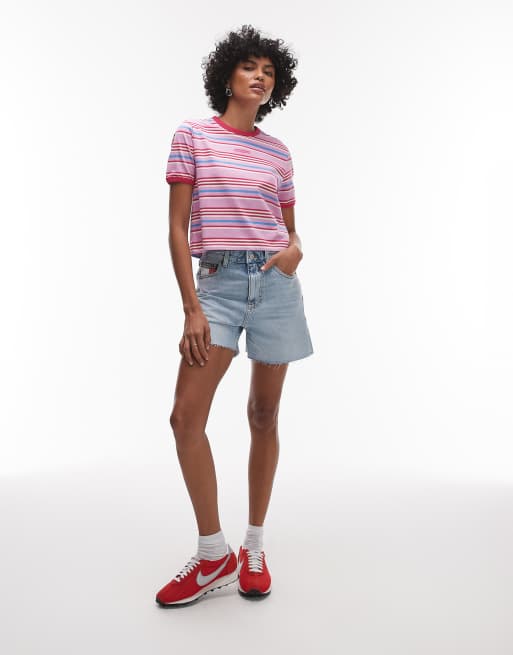 Tommy Jeans stripey oversized t-shirt in pink, 4 of 4
