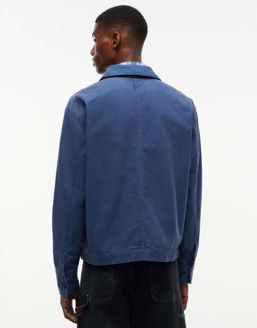 Tommy Jeans strukturierte Overshirt mit Fischgrätmuster in Marineblau, Oversize, 4 von 6