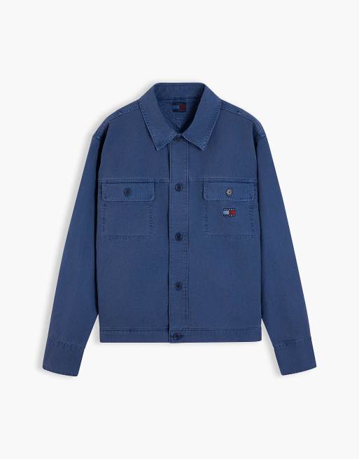 Tommy Jeans strukturierte Overshirt mit Fischgrätmuster in Marineblau, Oversize, 5 von 6