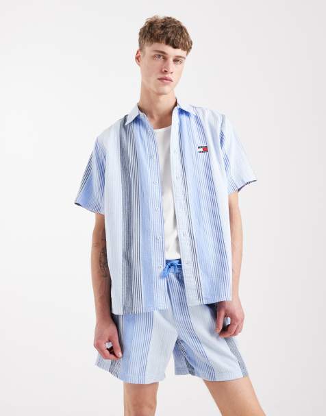 Tommy Jeans – Strukturierte Shorts in gestreiftem Blau, Kombiteil - view 1