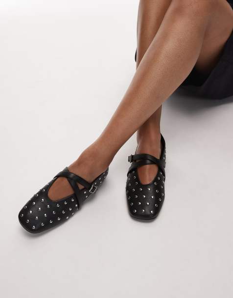 Tommy Jeans studded mary jane flats in black - view 1