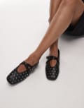 [Tommy Jeans] Tommy Jeans studded mary jane flats in black 36 BLACK