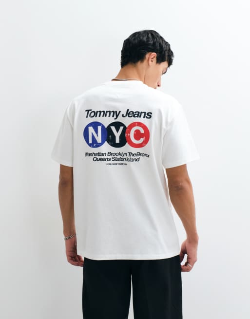 Tommy Jeans subway logo relaxed fit T-shirt in white, 4 of 5