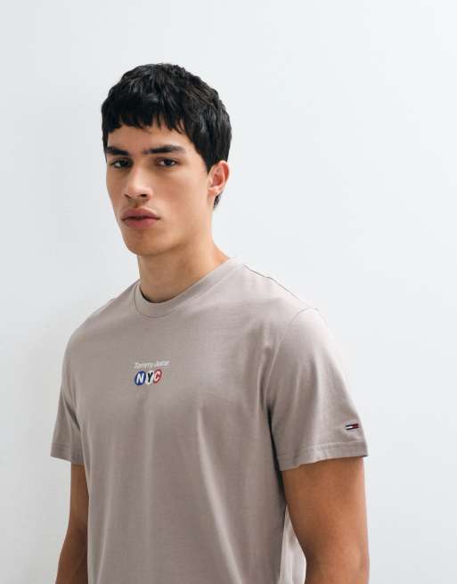 Tommy Jeans subway logo slim fit T-shirt in stone, 2 of 5