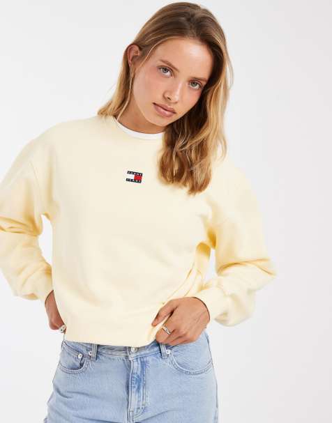 Tommy Jeans - Sudadera amarillo claro con cuello redondo y parche del logo - view 1