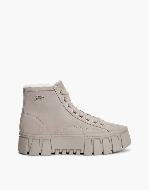 Tommy Jeans Suede warm lined platform trainers in dark grey - view 1