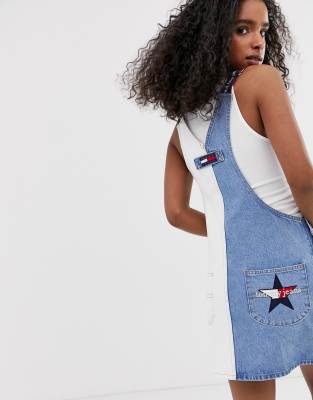 tommy jeans summer heritage dungaree dress